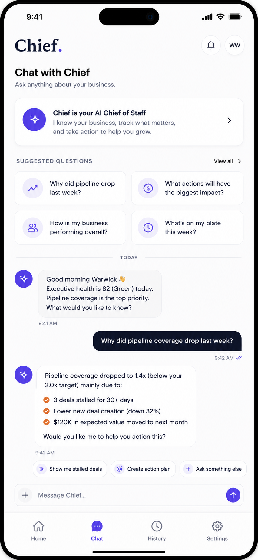 Chiefly executive conversation screen